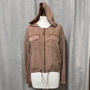 Marrakech Utility Jacket-S-Dusty Pink-Hood-Toggle Waist-Slouchy-ZipUp Front-EUC